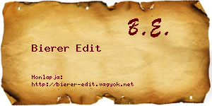 Bierer Edit névjegykártya